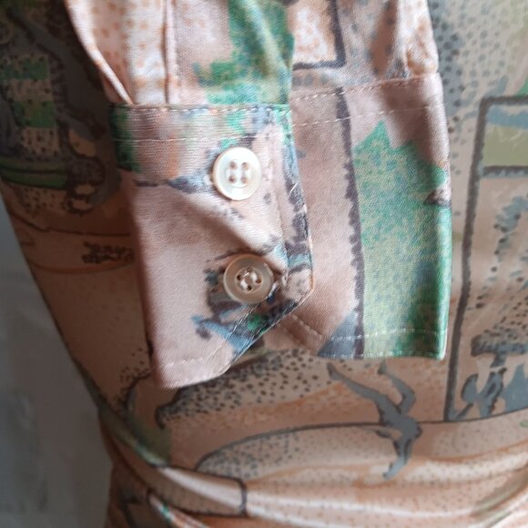 Vintage Small Huk-a-Poo Button-Up Disco Shirt With Victorian Abstract Pattern - Picture 7 of 9